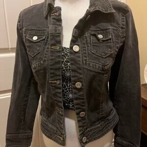 Tommy Jeans black cropped button up Denim Jacket M